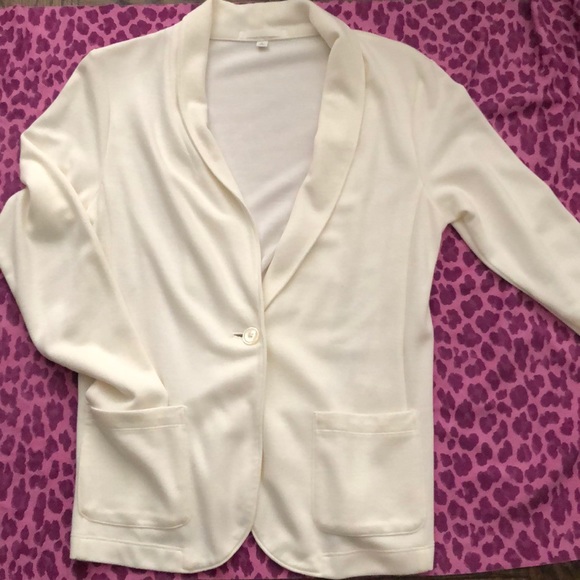 Uniqlo NWOT soft jersey ivory blazer jacket S - Picture 1 of 4